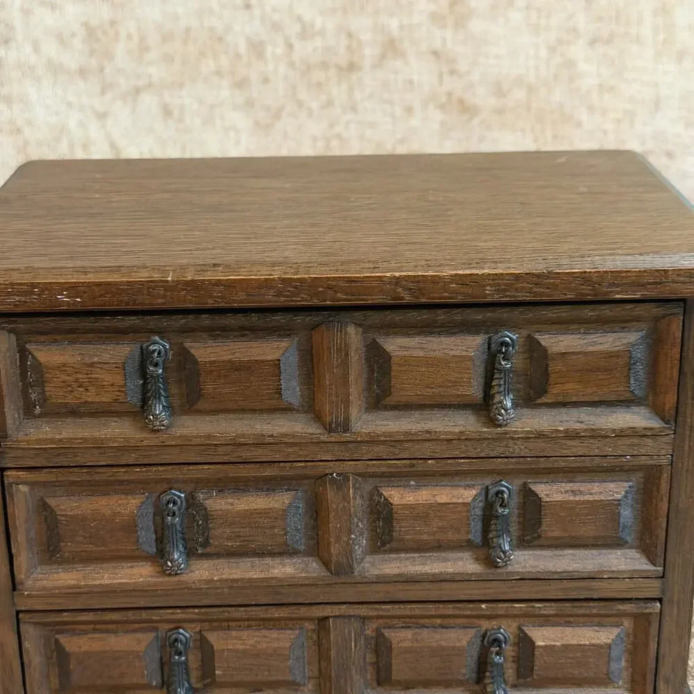 Wooden MUSICAL Jewelry Box MELE Japan Jewel Case 3 Velvet Lined Drawers Vintage